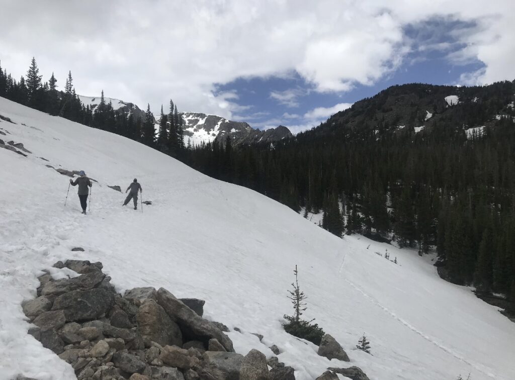 Fern Lake trail in June in RMNP